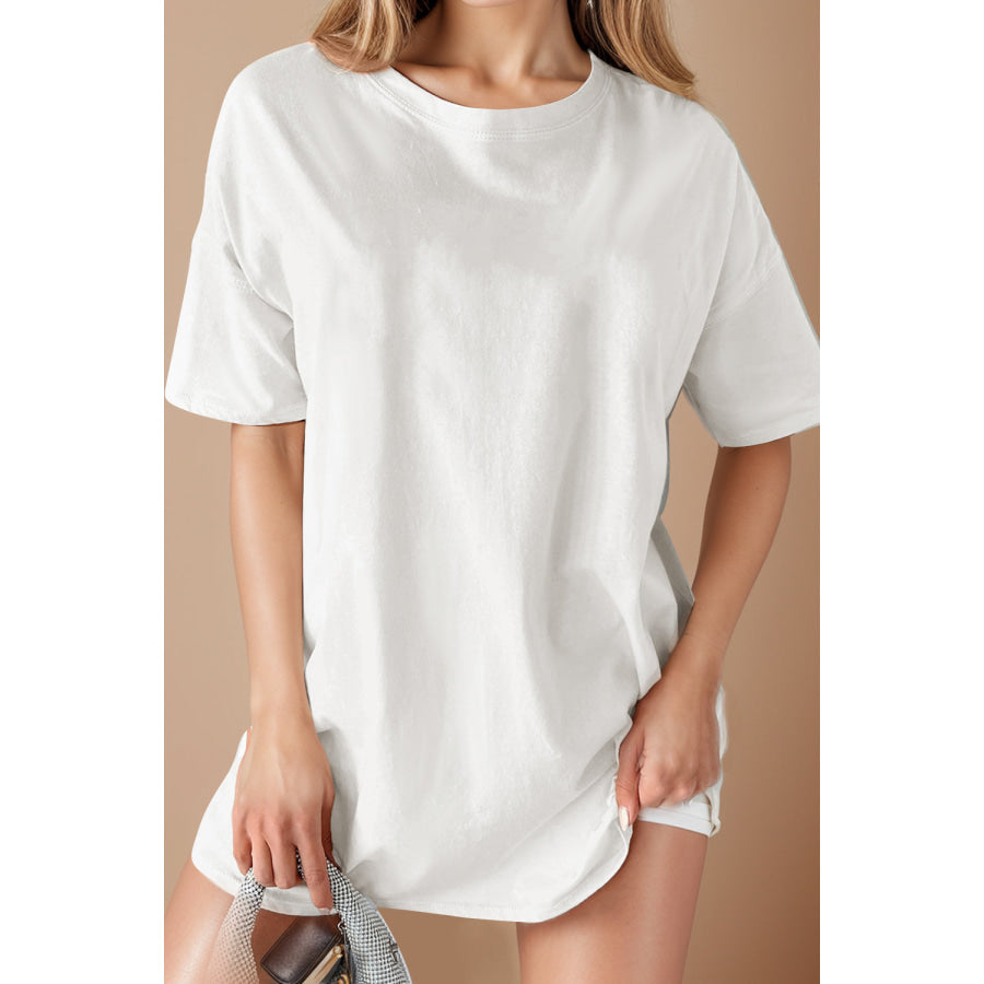 Round Neck Short Sleeve T-Shirt White / S Apparel and Accessories