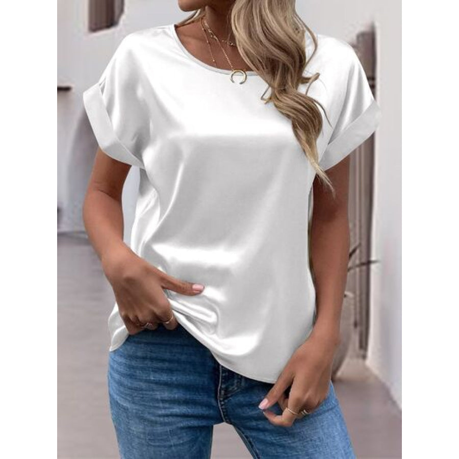 Round Neck Short Sleeve T - Shirt White / S Apparel and Accessories