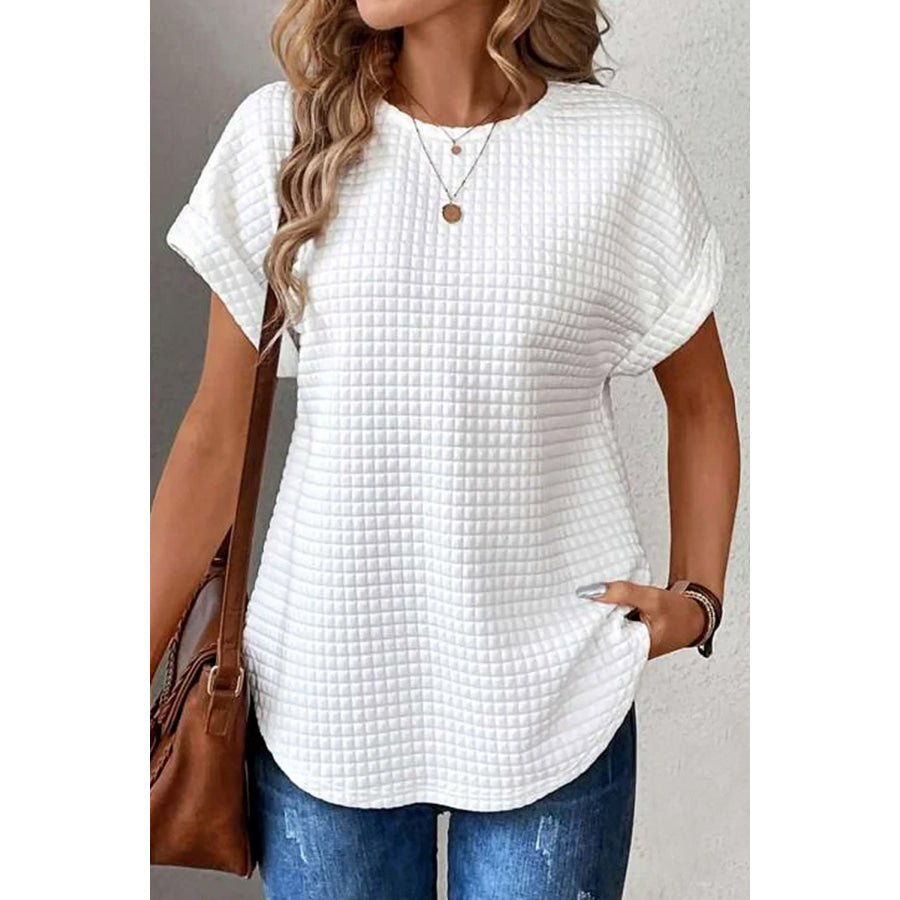 Round Neck Short Sleeve T-Shirt White / S Apparel and Accessories