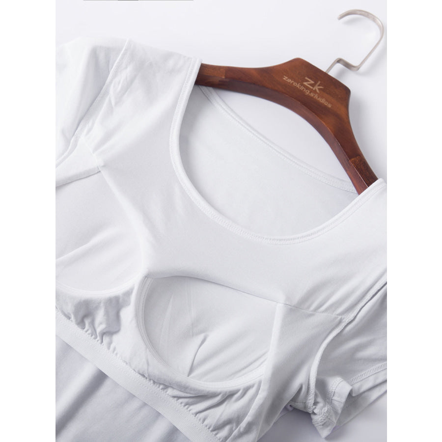 Round Neck Short Sleeve T-Shirt with Bra Apparel and Accessories