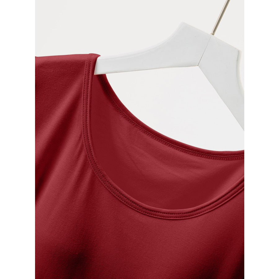 Round Neck Short Sleeve T-Shirt with Bra Apparel and Accessories
