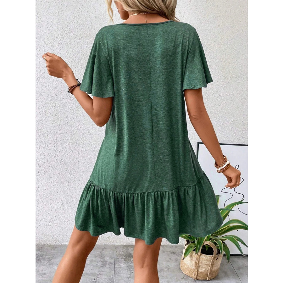 Round Neck Short Sleeve Tee Dress Army Green / S Apparel and Accessories