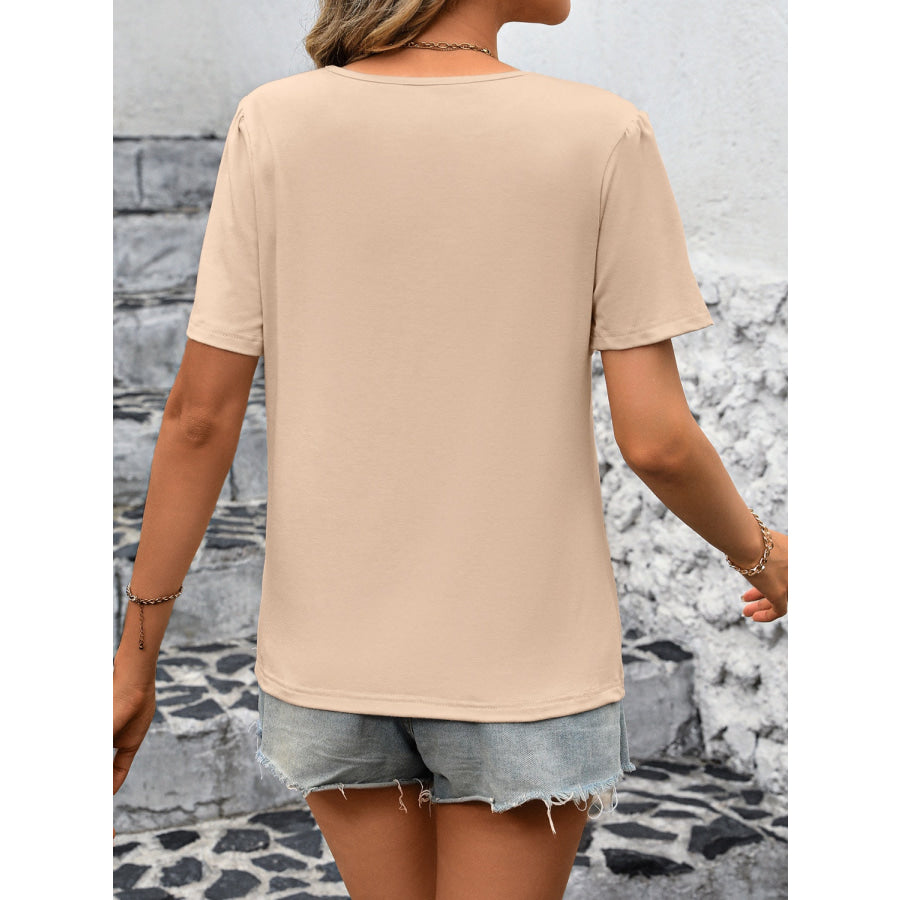 Round Neck Short Sleeve Top Tan / S Apparel and Accessories
