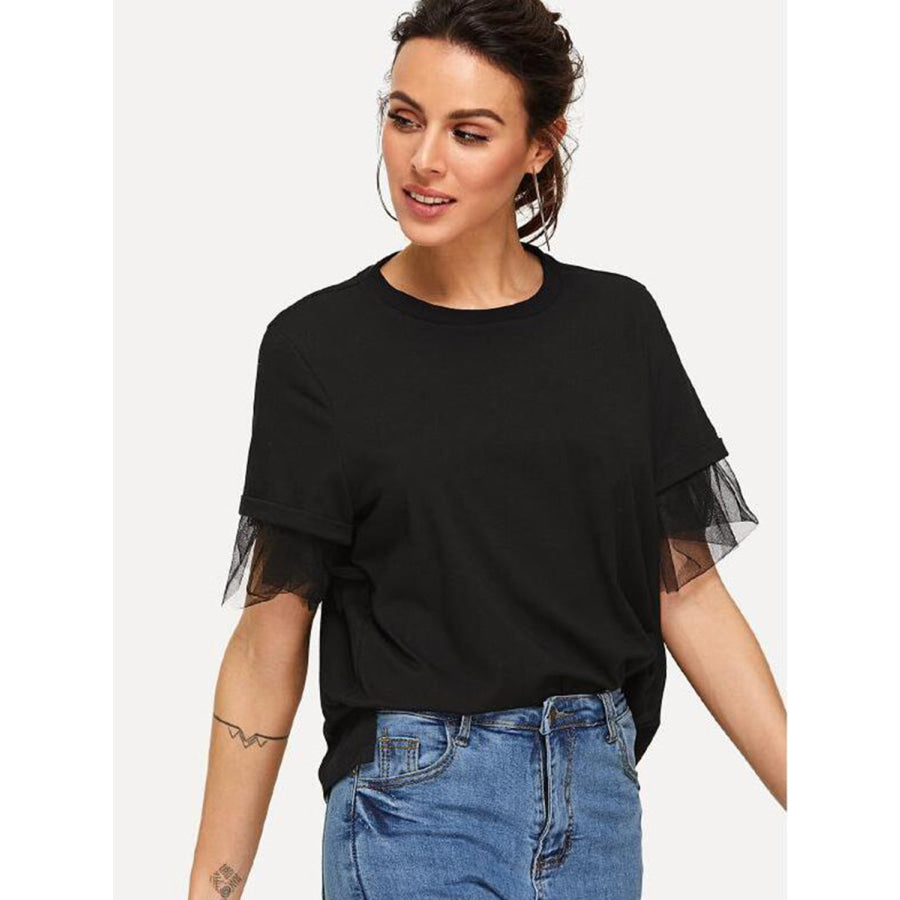 Round Neck Short Sleeve Top Apparel and Accessories