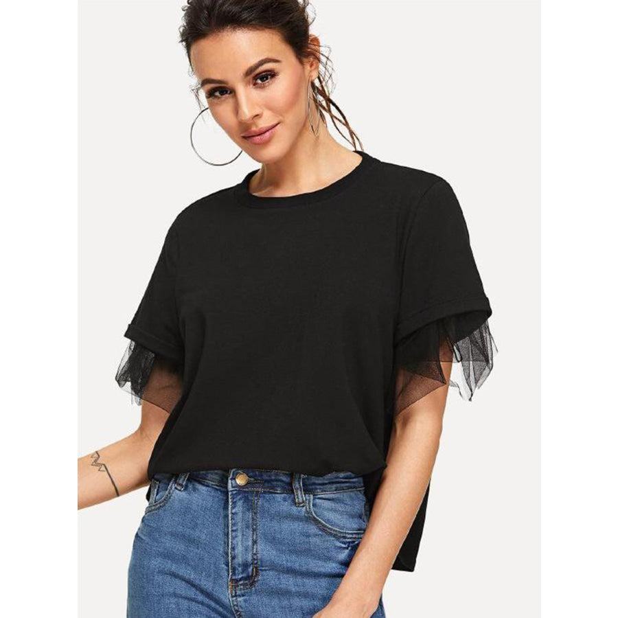 Round Neck Short Sleeve Top Apparel and Accessories