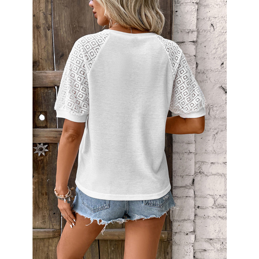 Round Neck Short Sleeve Top White / S Apparel and Accessories
