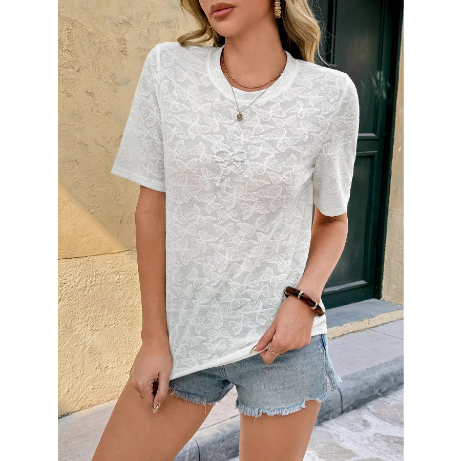 Round Neck Short Sleeve Top Apparel and Accessories