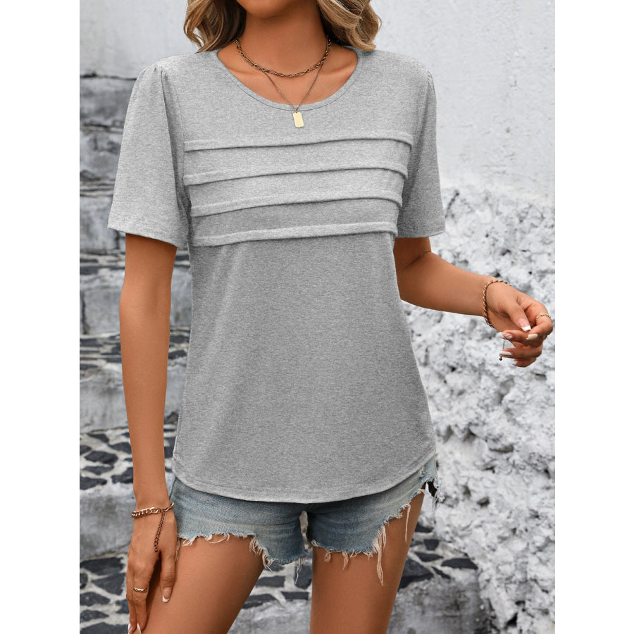 Round Neck Short Sleeve Top Apparel and Accessories
