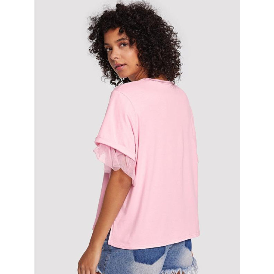 Round Neck Short Sleeve Top Apparel and Accessories