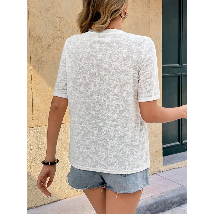 Round Neck Short Sleeve Top Apparel and Accessories