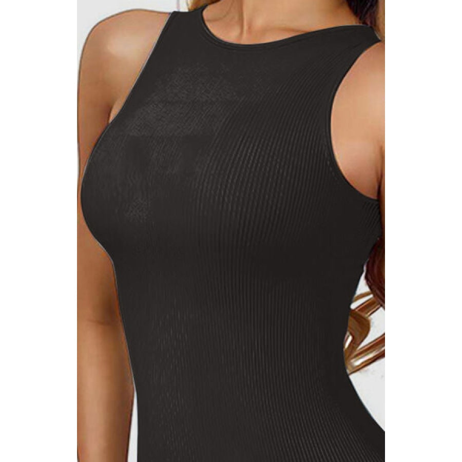 Round Neck Sleeveless Active Bodysuit Apparel and Accessories