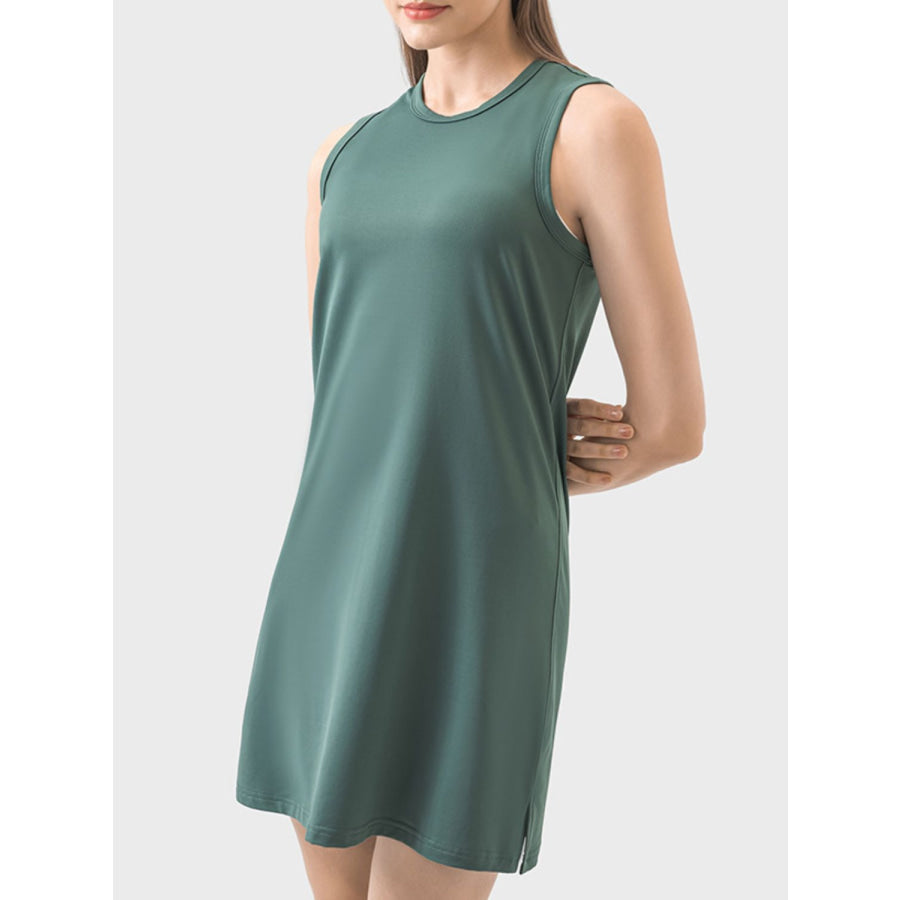 Round Neck Sleeveless Active Dress Dark Green / 4 Apparel and Accessories