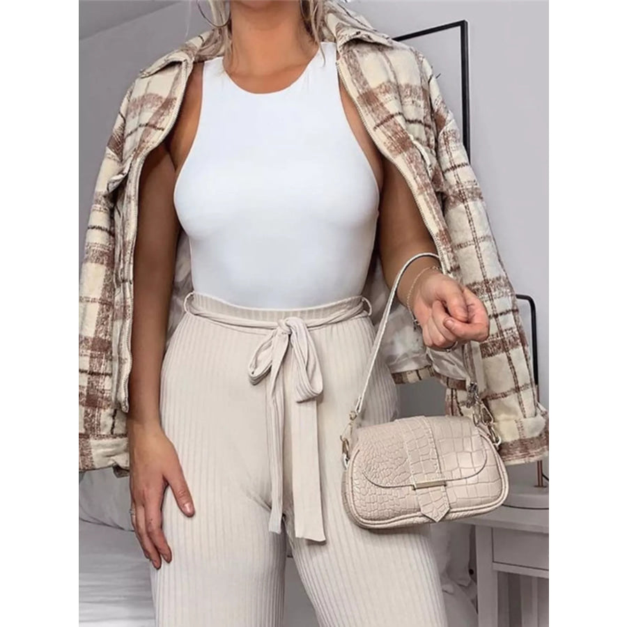 Round Neck Sleeveless Bodysuit White / S Apparel and Accessories