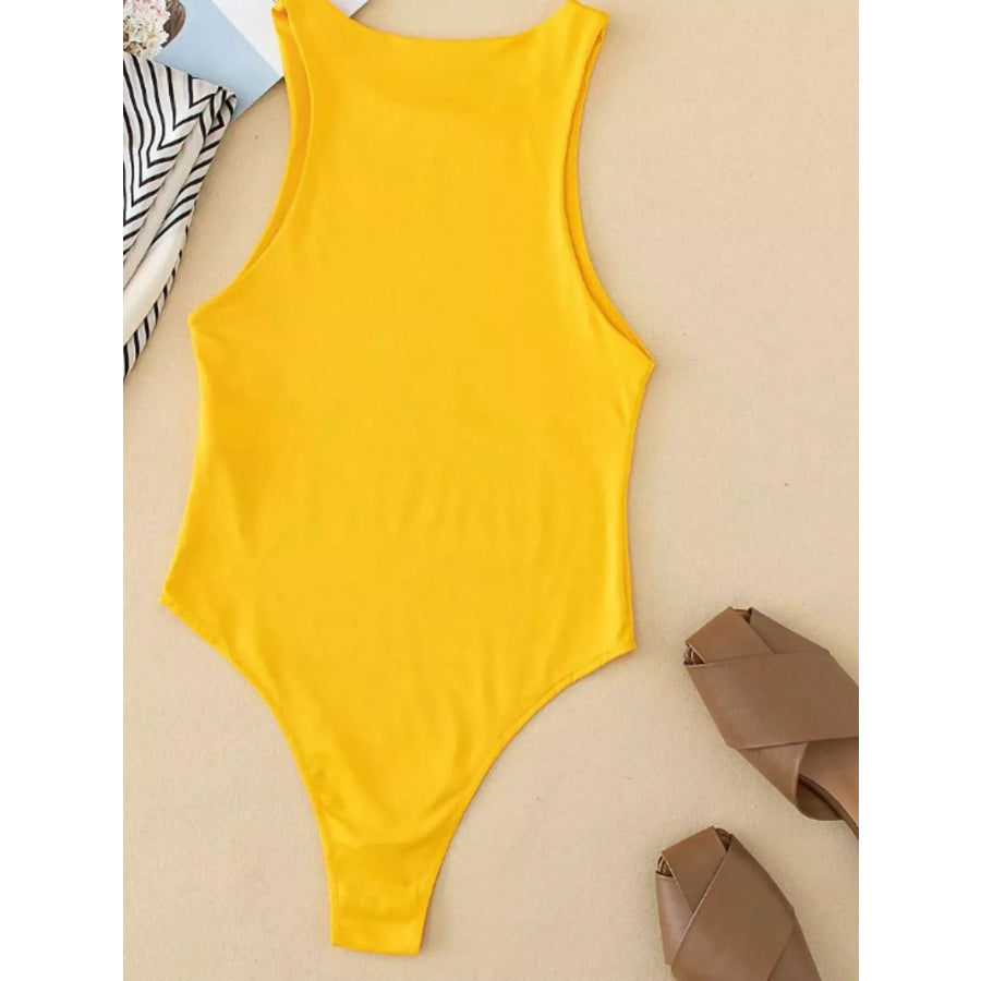Round Neck Sleeveless Bodysuit Yellow / S Apparel and Accessories