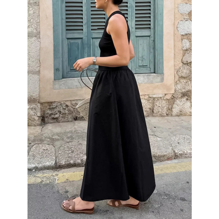 Round Neck Sleeveless Maxi Dress Apparel and Accessories