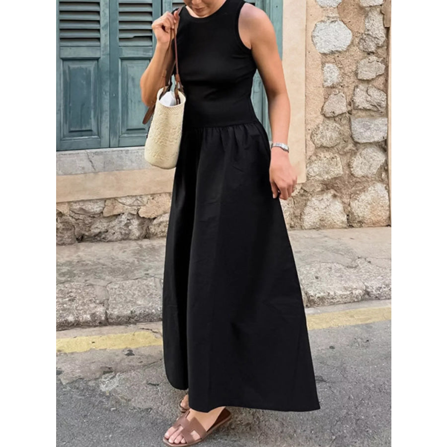 Round Neck Sleeveless Maxi Dress Apparel and Accessories