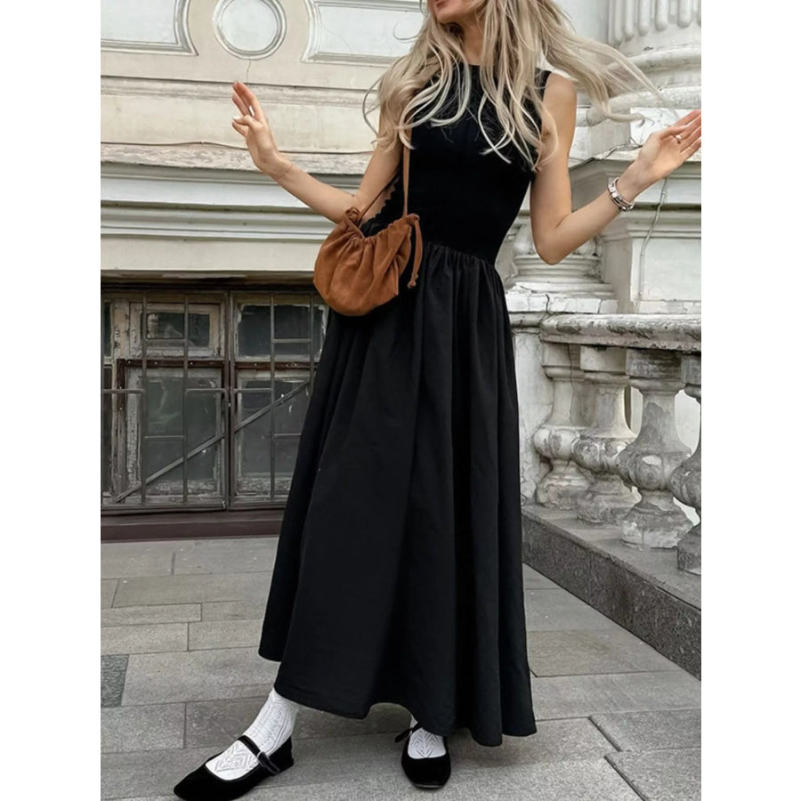 Round Neck Sleeveless Maxi Dress Apparel and Accessories