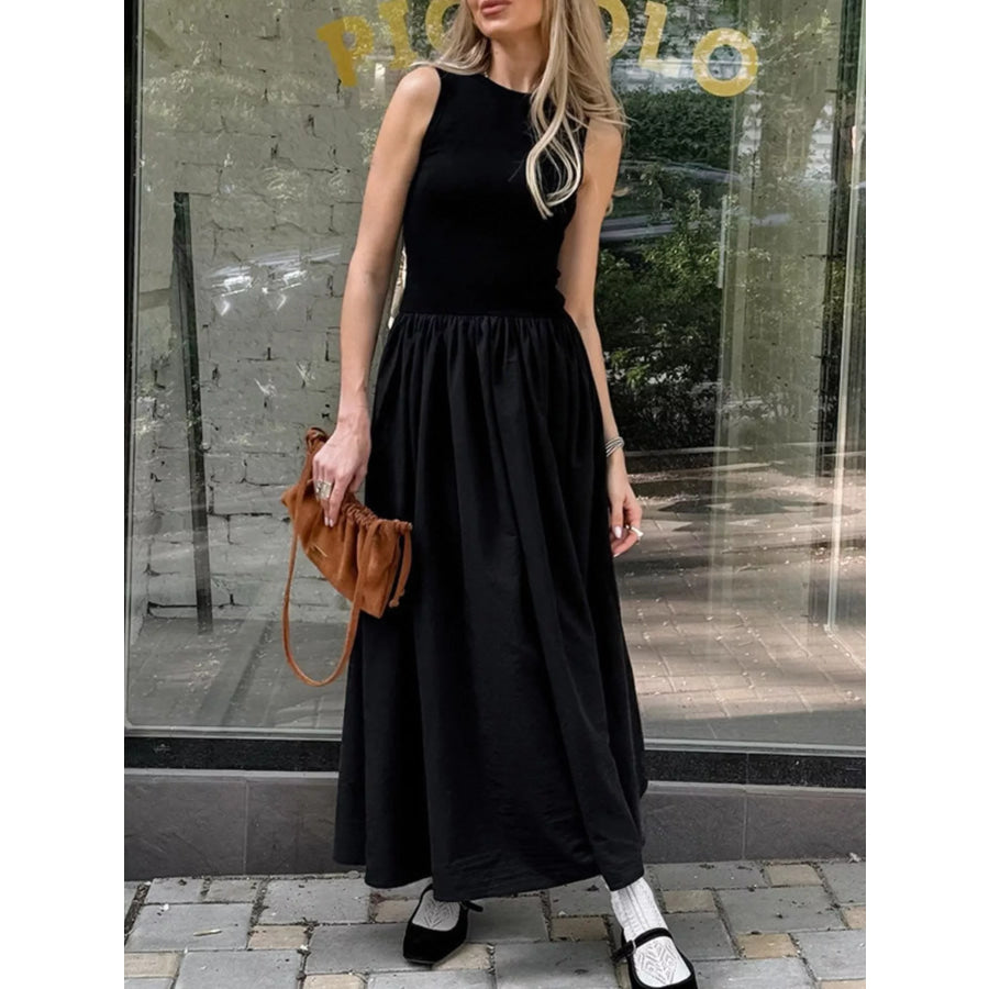Round Neck Sleeveless Maxi Dress Apparel and Accessories