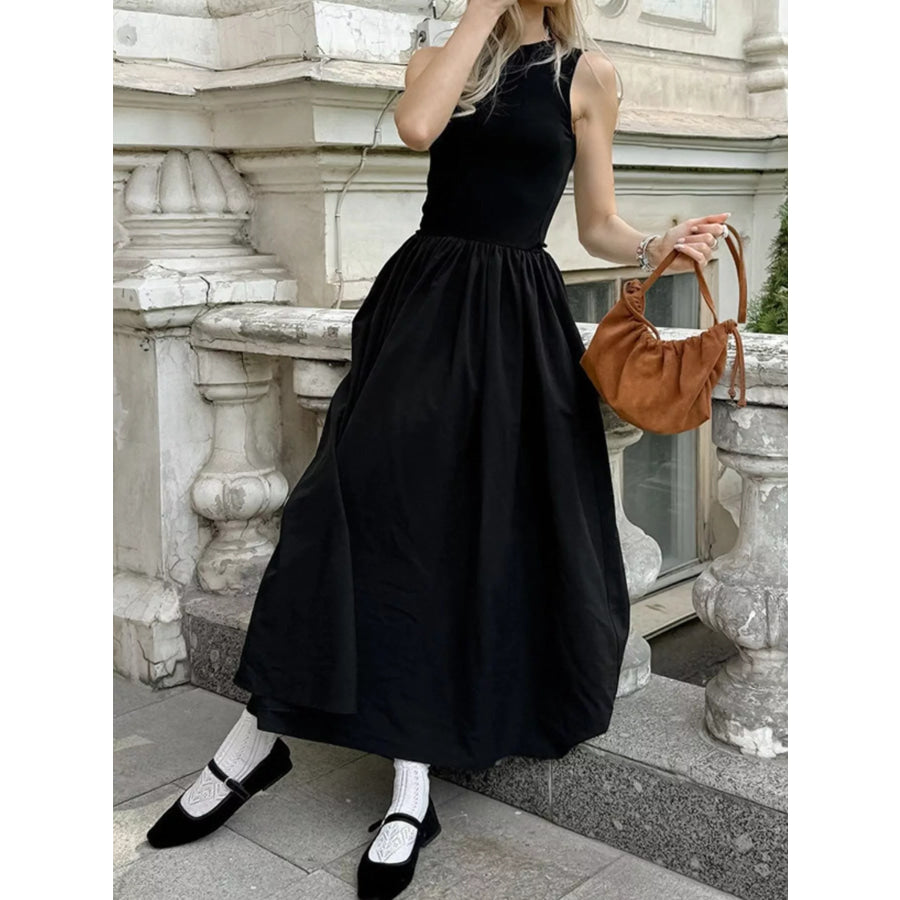 Round Neck Sleeveless Maxi Dress Apparel and Accessories