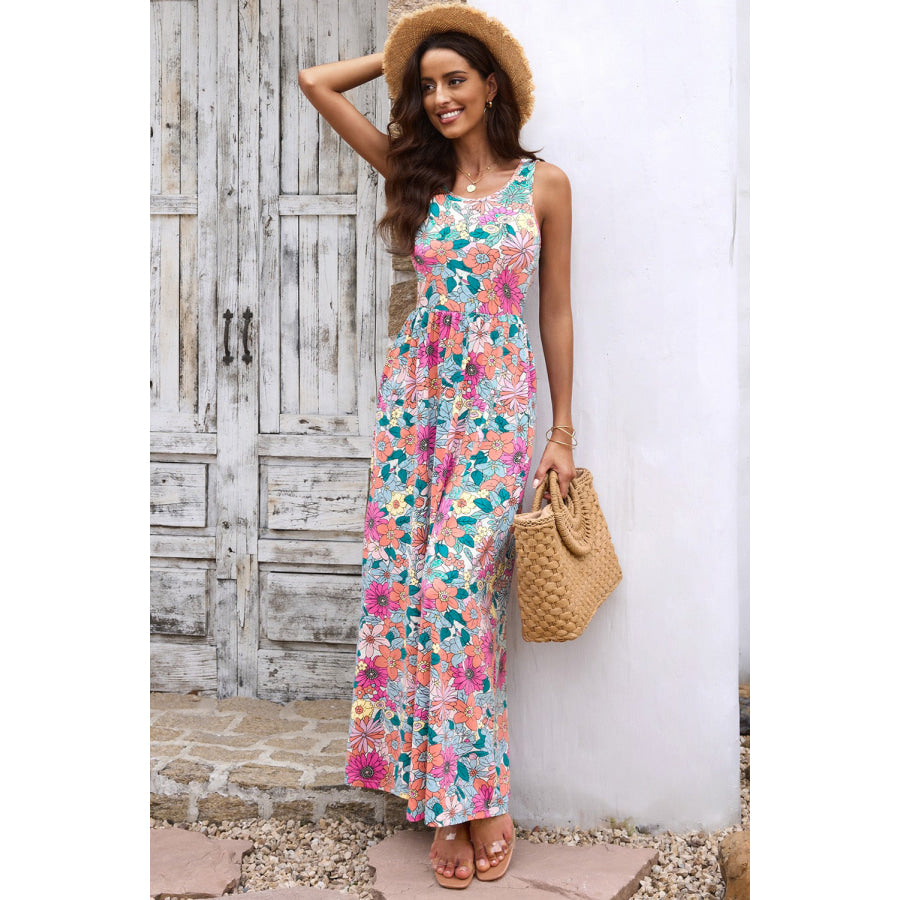 Round Neck Sleeveless Maxi Dress with Pockets