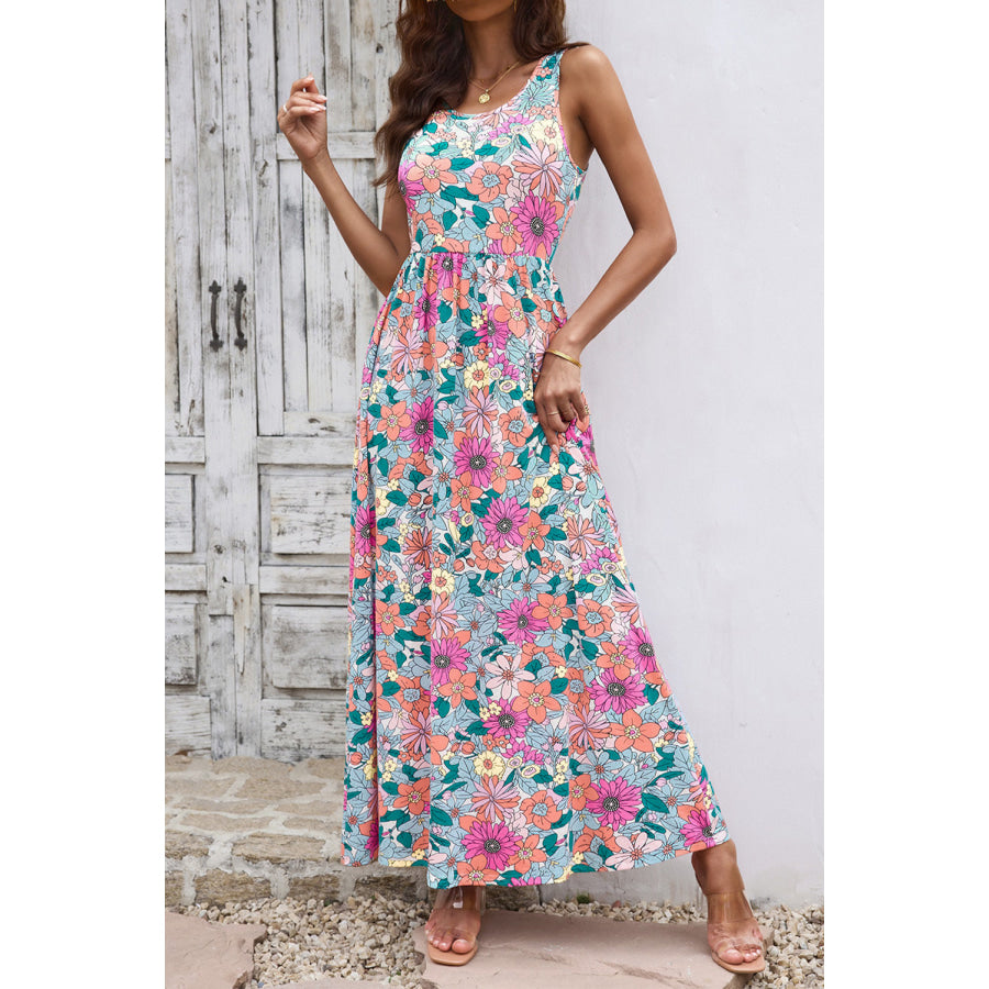 Round Neck Sleeveless Maxi Dress with Pockets