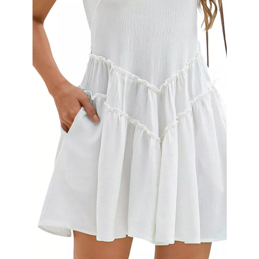 Round Neck Sleeveless Mini Dress White / S Apparel and Accessories