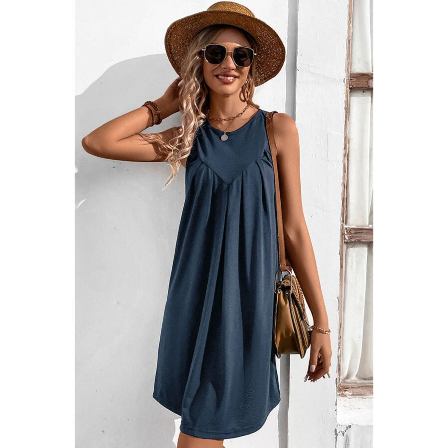 Round Neck Sleeveless Mini Dress