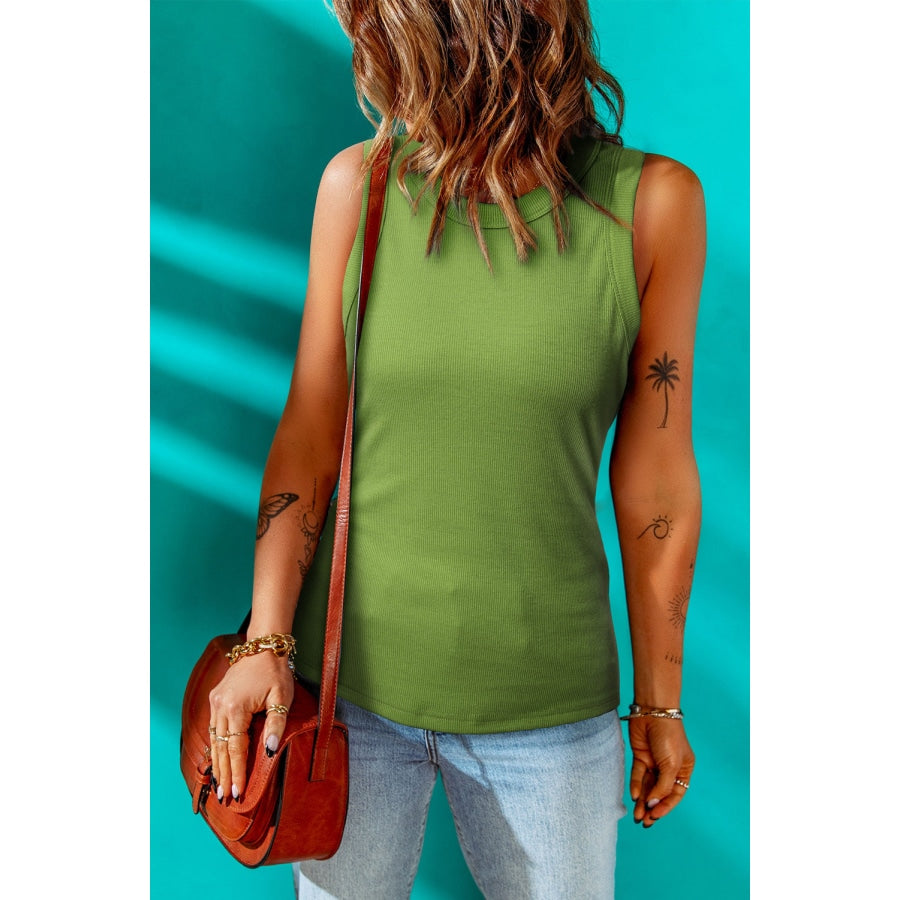 Round Neck Sleeveless Tank Gum Leaf / S