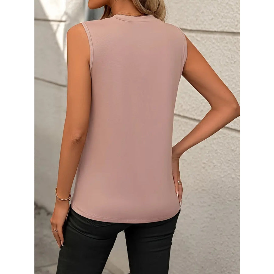 Round Neck Sleeveless Tank Light Mauve / S Apparel and Accessories