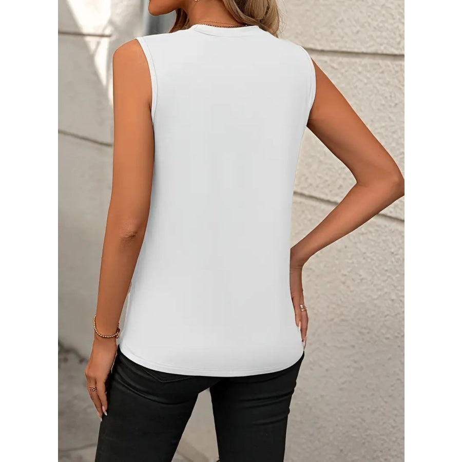 Round Neck Sleeveless Tank White / S Apparel and Accessories