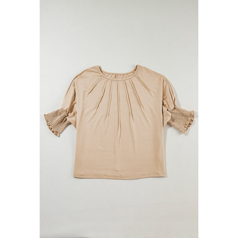 Round Neck Smocked Half Sleeve Top Apparel and Accessories