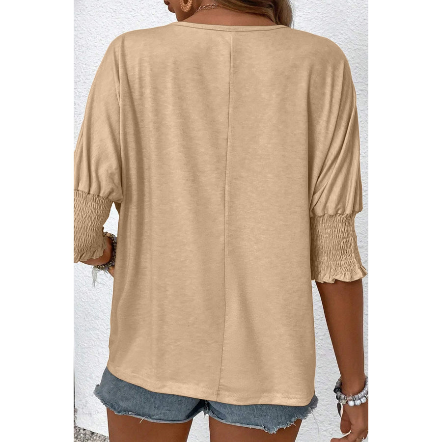 Round Neck Smocked Half Sleeve Top Apparel and Accessories