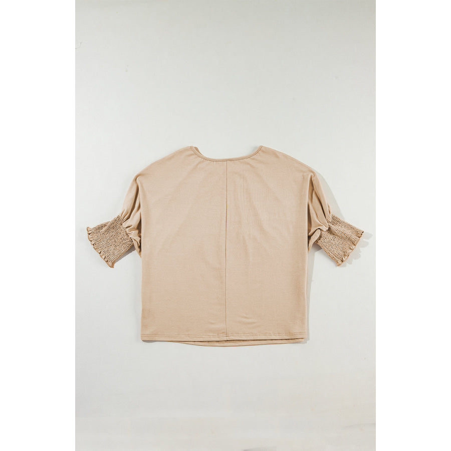 Round Neck Smocked Half Sleeve Top Apparel and Accessories