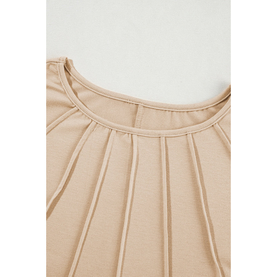 Round Neck Smocked Half Sleeve Top Apparel and Accessories