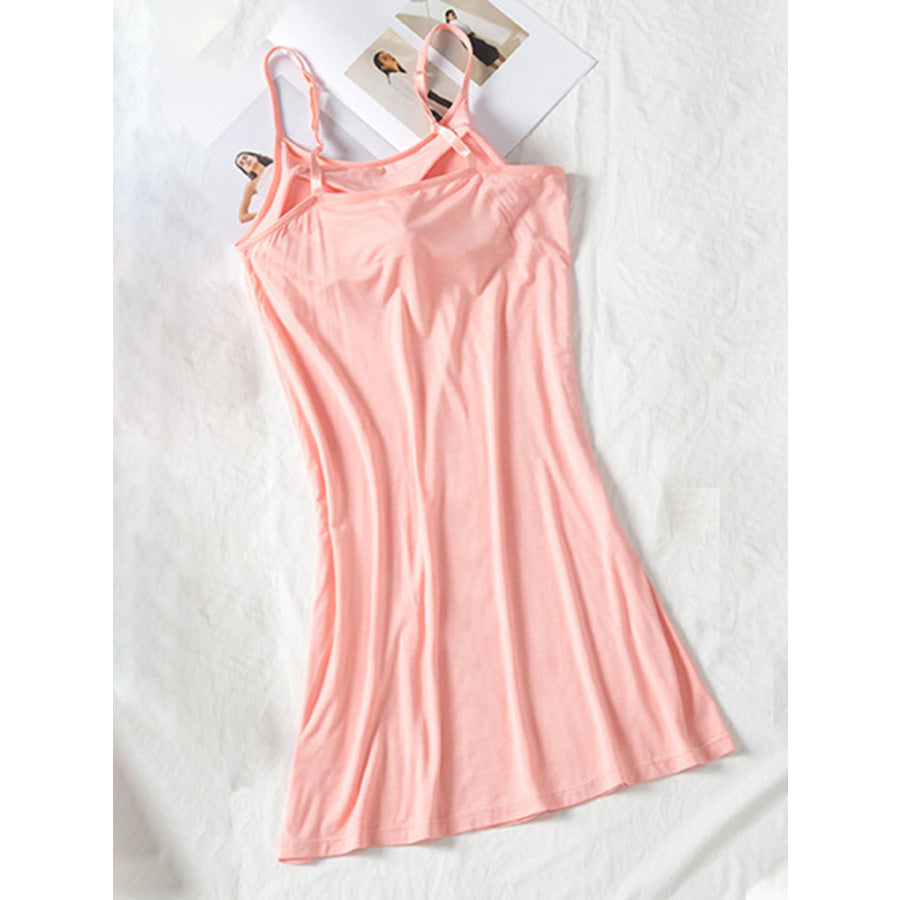 Round Neck Spaghetti Strap Cami Dress with Bra Apparel and Accessories