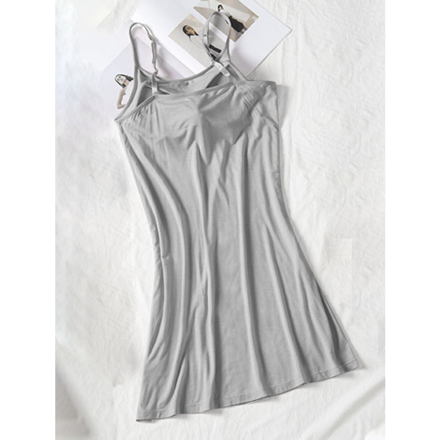 Round Neck Spaghetti Strap Cami Dress with Bra Apparel and Accessories