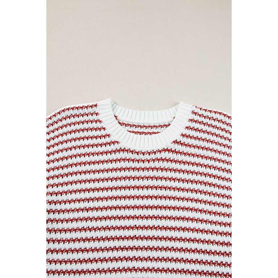 Round Neck Striped Sweater Vest Apparel and Accessories