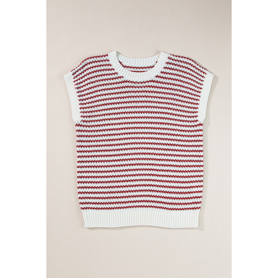 Round Neck Striped Sweater Vest Apparel and Accessories