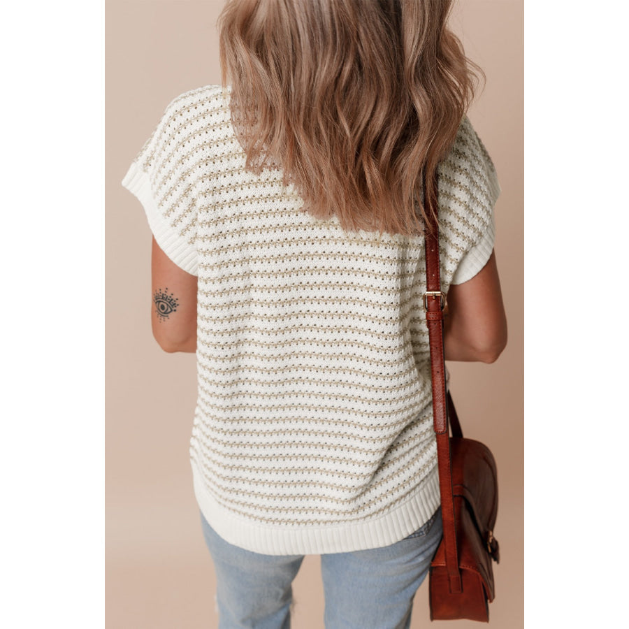 Round Neck Striped Sweater Vest Apparel and Accessories