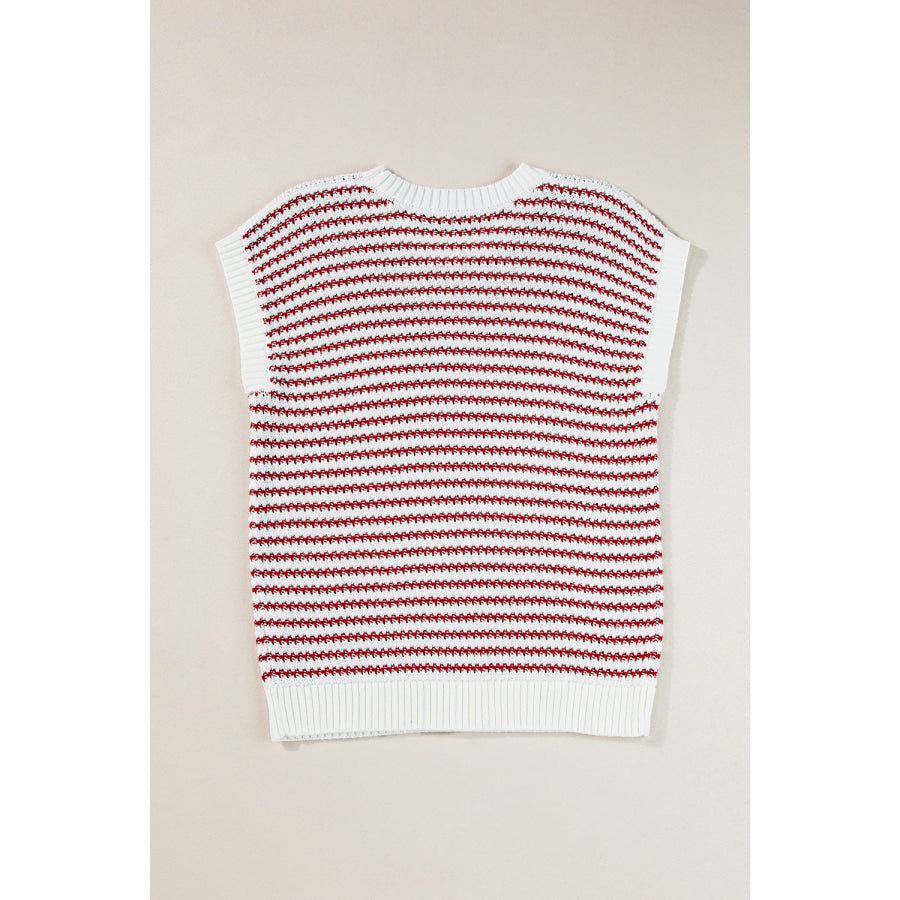 Round Neck Striped Sweater Vest Apparel and Accessories