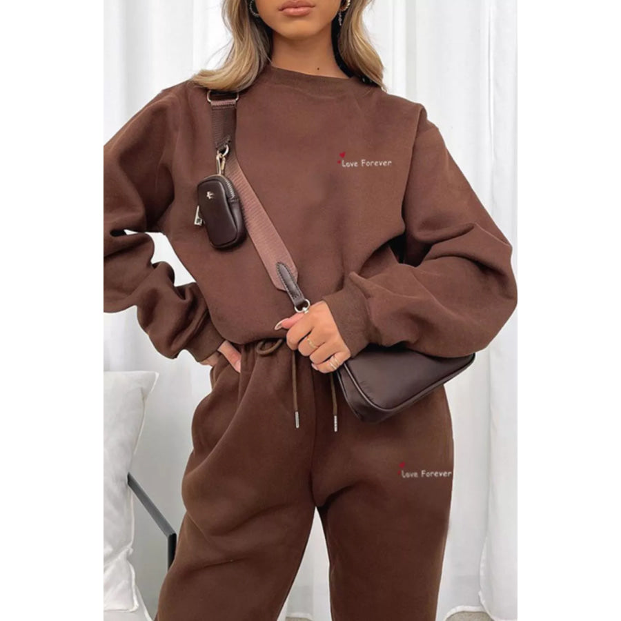 Round Neck Sweatshirt and Joggers Set Apparel and Accessories