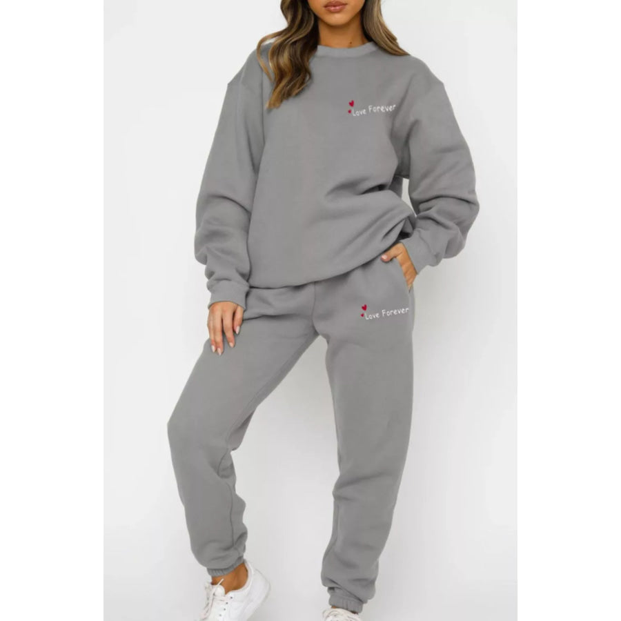 Round Neck Sweatshirt and Joggers Set Apparel and Accessories