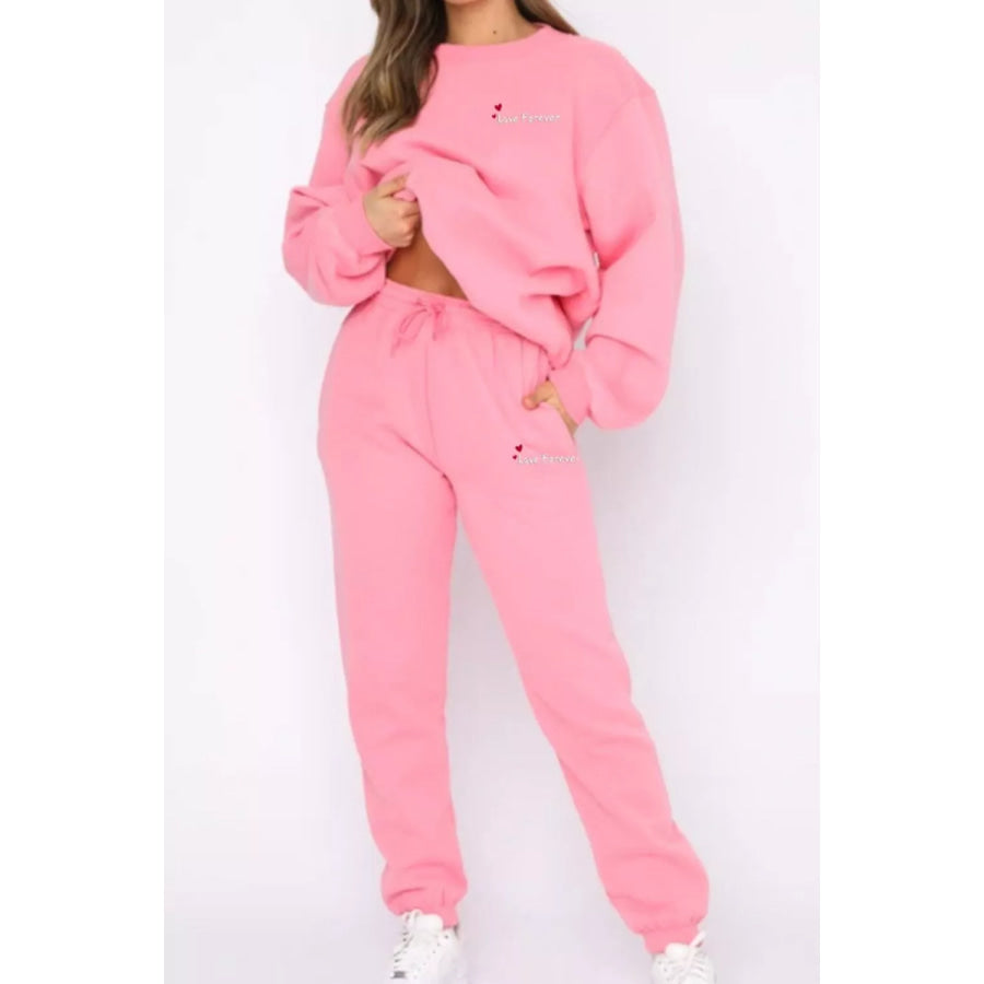 Round Neck Sweatshirt and Joggers Set Apparel and Accessories