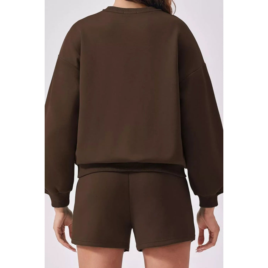 Round Neck Sweatshirt and Shorts Set Apparel and Accessories