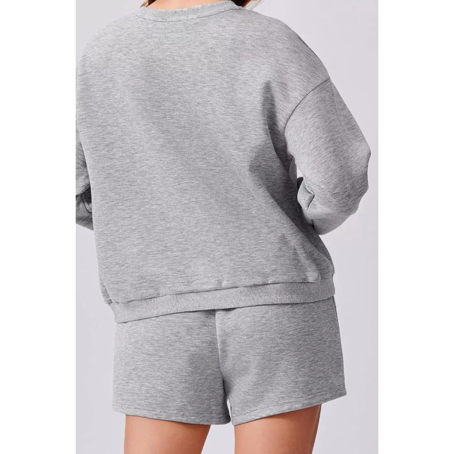 Round Neck Sweatshirt and Shorts Set Apparel and Accessories