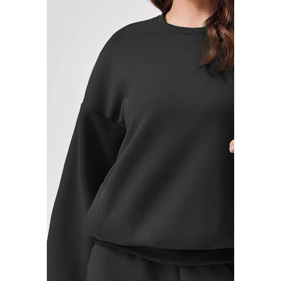 Round Neck Sweatshirt and Shorts Set Apparel and Accessories