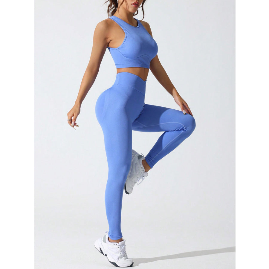 Round Neck Tank and High Waist Leggings Active Set Apparel and Accessories