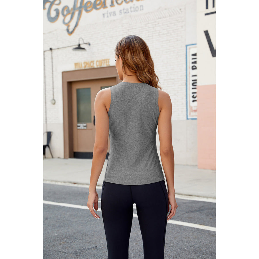 Round Neck Tank Dark Gray / S Apparel and Accessories