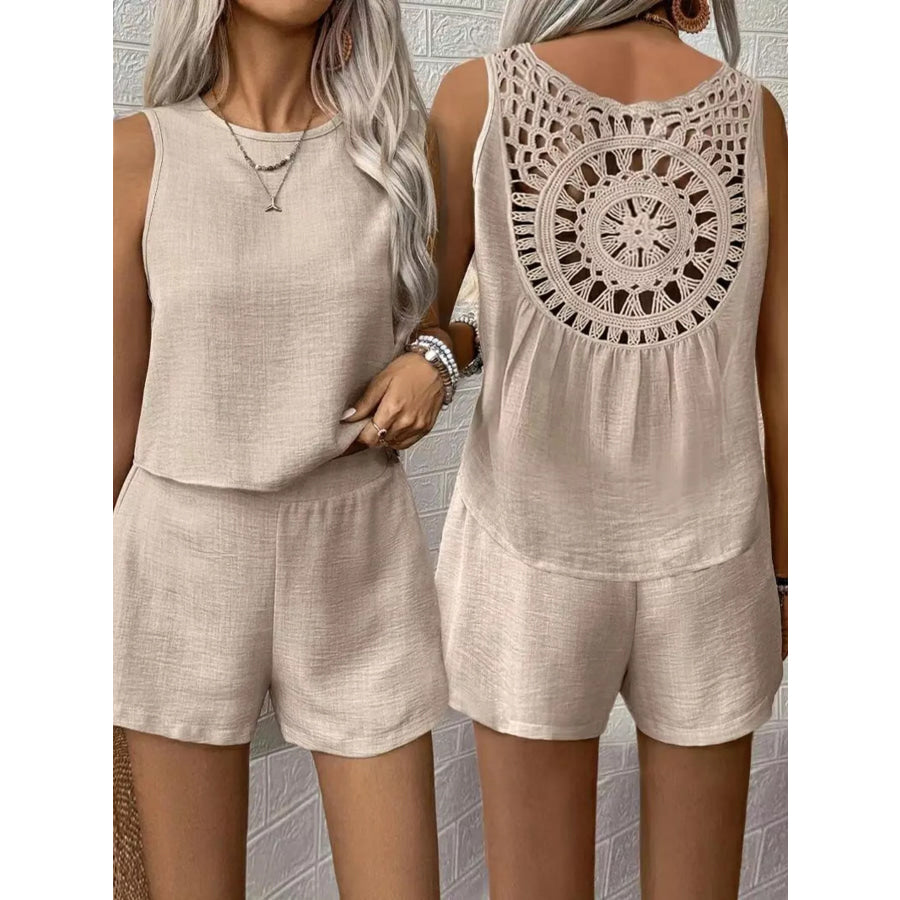 Round Neck Tank Top and Shorts Set Apparel and Accessories