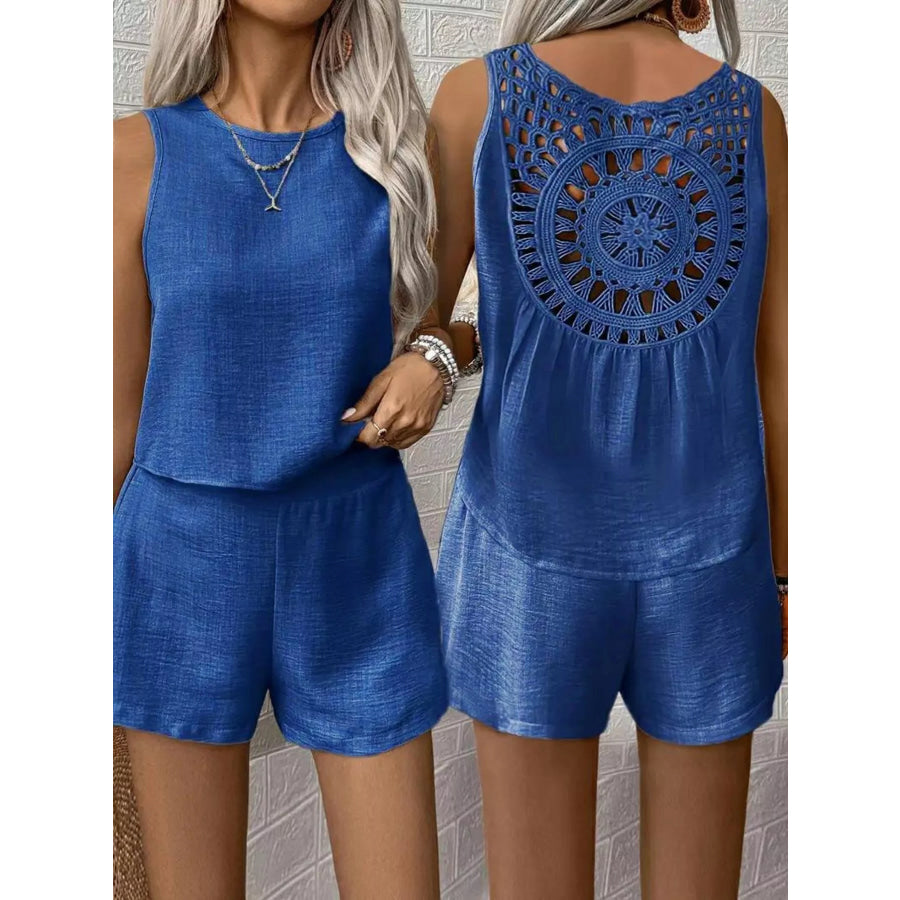 Round Neck Tank Top and Shorts Set Apparel and Accessories